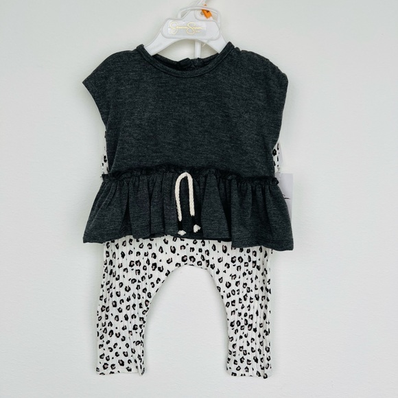 NEW Jessica Simpson Heather Grey Charcoal Top & Leopard Pants Size 12 Months NWT - Picture 7 of 10